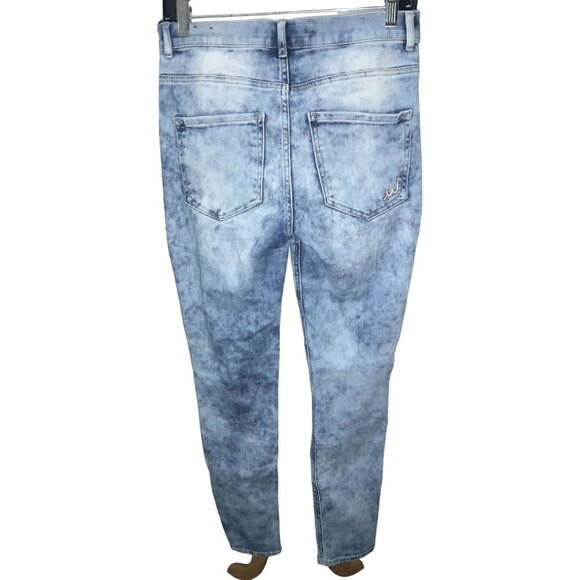 EXPRESS LADIES REGULAR LEGGINGS HIGH RISE ACID WASH 5 POCKET DENIM JEANS EUC 4 - Picture 9 of 10